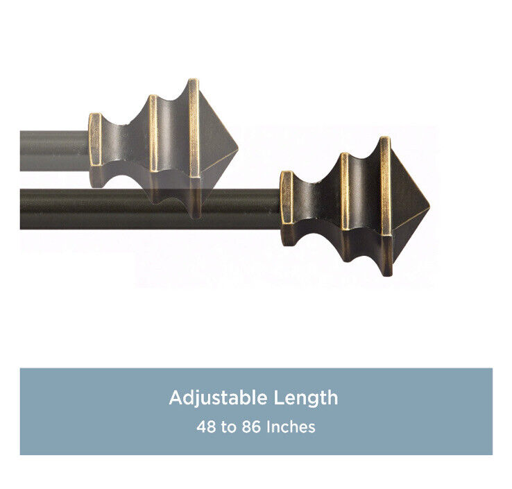 1/2" Petite Café Decorative Window Curtain Rod 48-86" Oil Rubbed Bronze