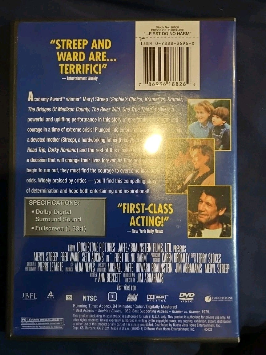 ...First Do No Harm (DVD, 1997)