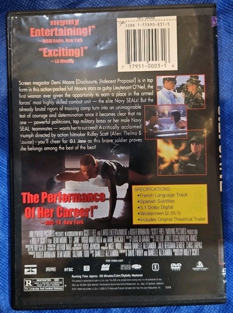 G.I. Jane (DVD, 1997) Slim Case. Cropped Artwork. Tested