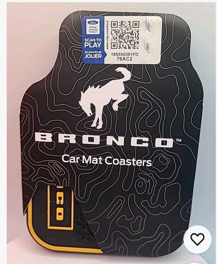 4 Pack Ford Bronco Rubber Floor Car Mat Drink Coasters Official Licensed New