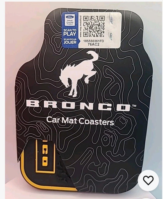 4 Pack Ford Bronco Rubber Floor Car Mat Drink Coasters Official Licensed New