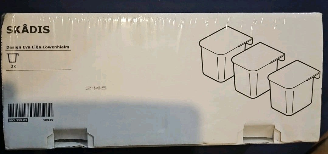 SKÅDIS Container with lid, transparent/black - 3 Pack (White) New