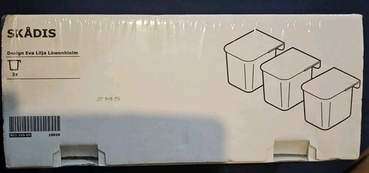 SKÅDIS Container with lid, transparent/black - 3 Pack (White) New