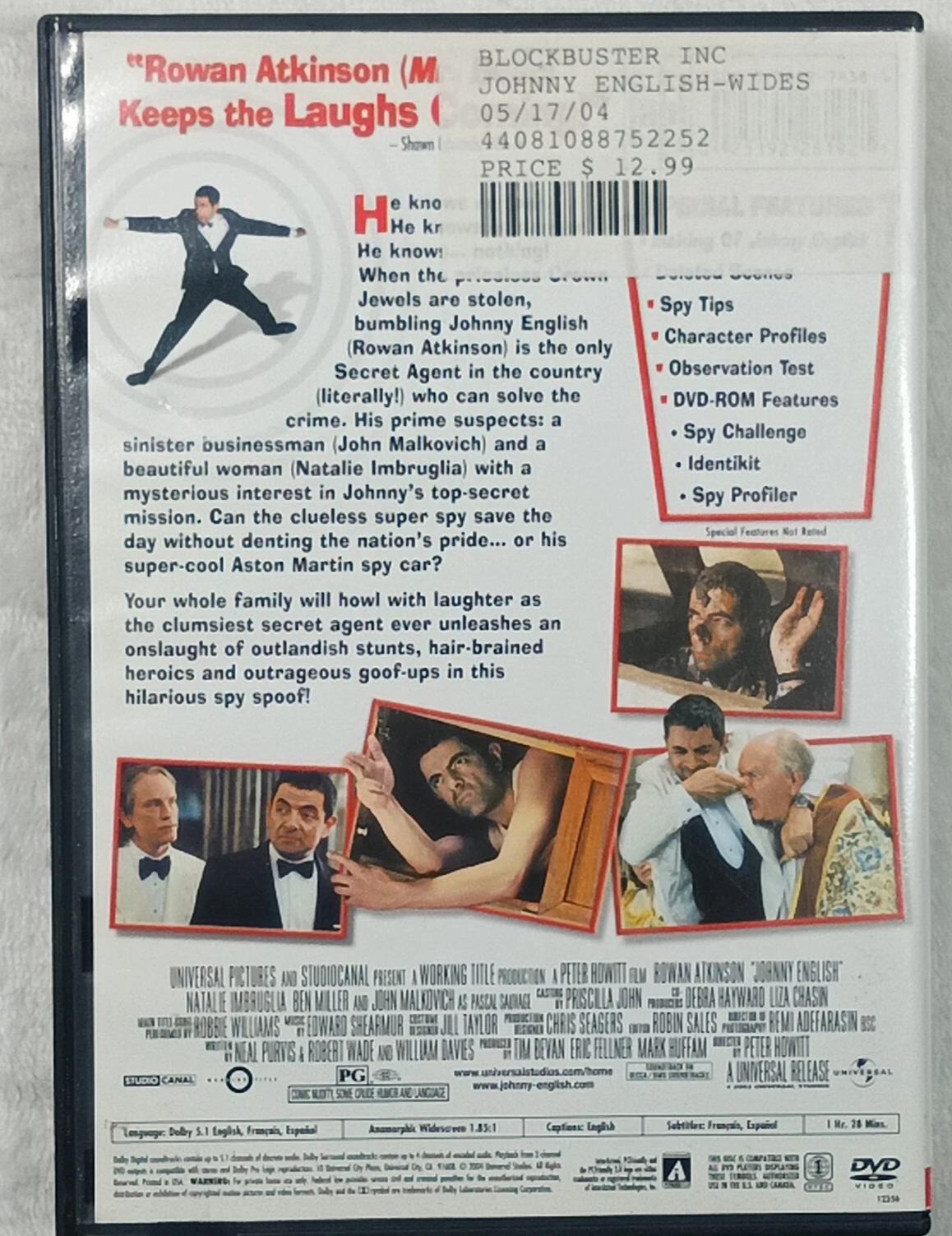 Johnny English Rowan Atkinson DVD 2003 - Widescreen