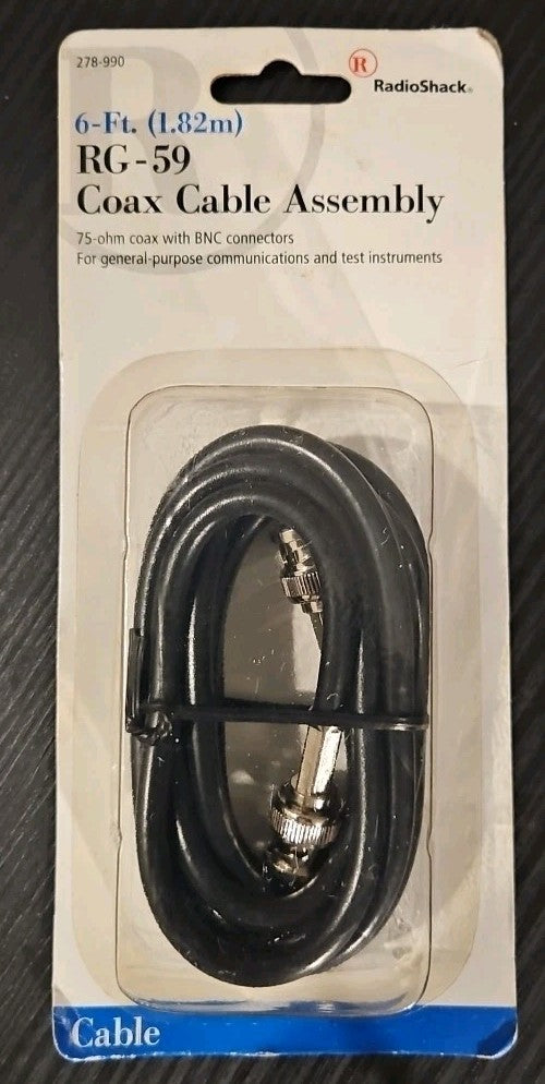 Radio Shack 6-Ft (1.82m) RG- 59 Coaxial Cable Assembly 75-ohm Coax With BNC - 5