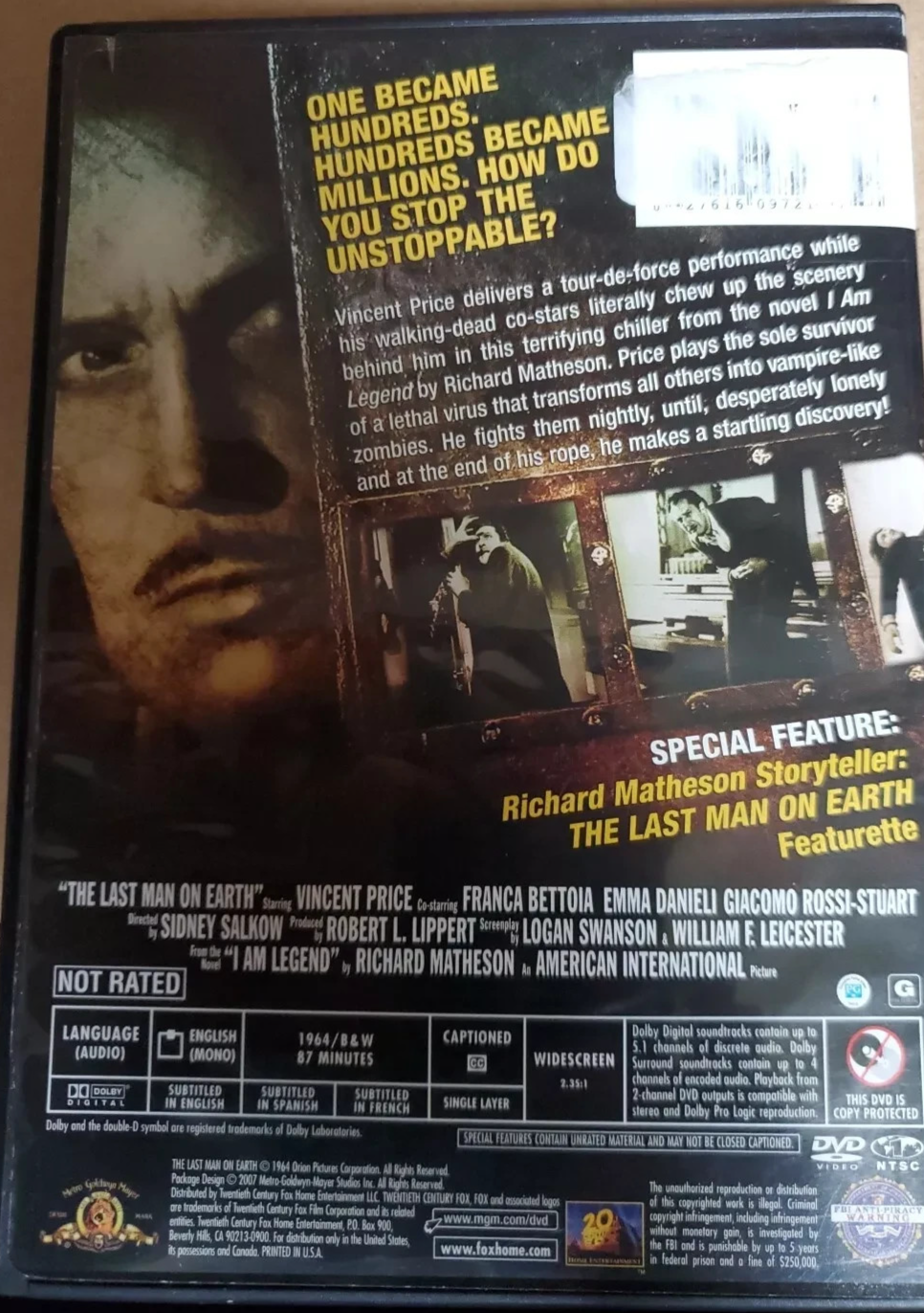 The Last Man on Earth (DVD, 2007, Widescreen) - Tested