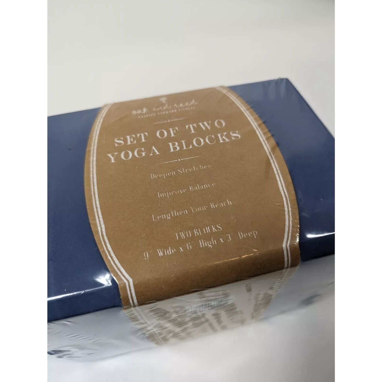 Oak and Reed set of 2 Blue Yoga Blocks 9" x 6" x 3" Brand New Sealed
