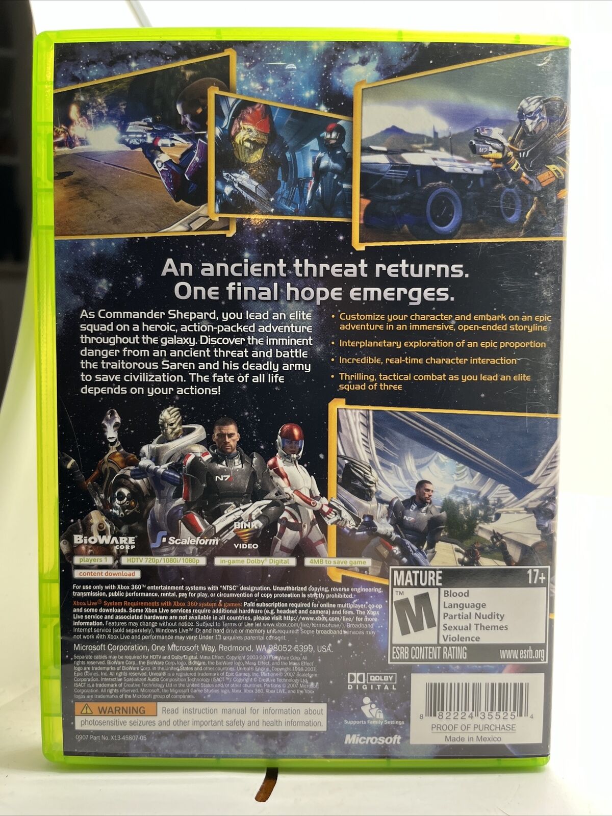 Mass Effect (Microsoft Xbox 360, 2007)