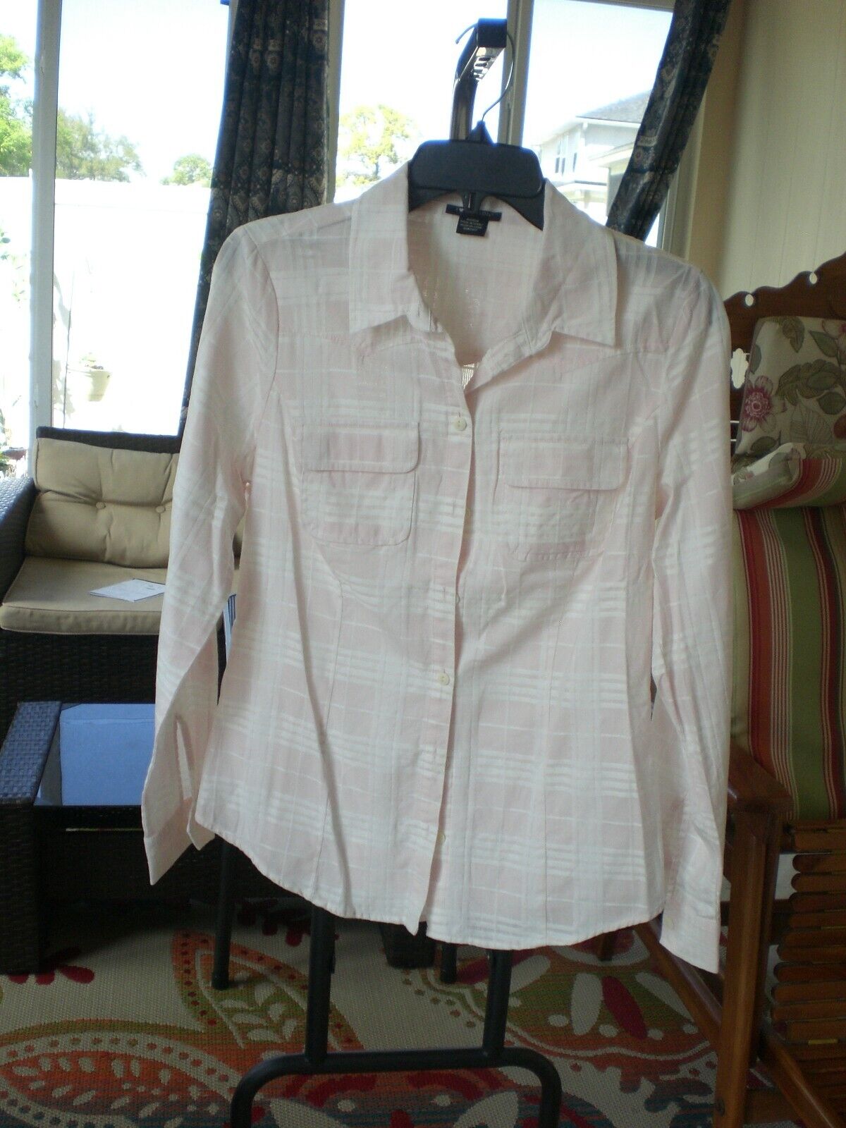 I Heart Ronson Pink Button Down Top Shirt Blouse MEDIUM