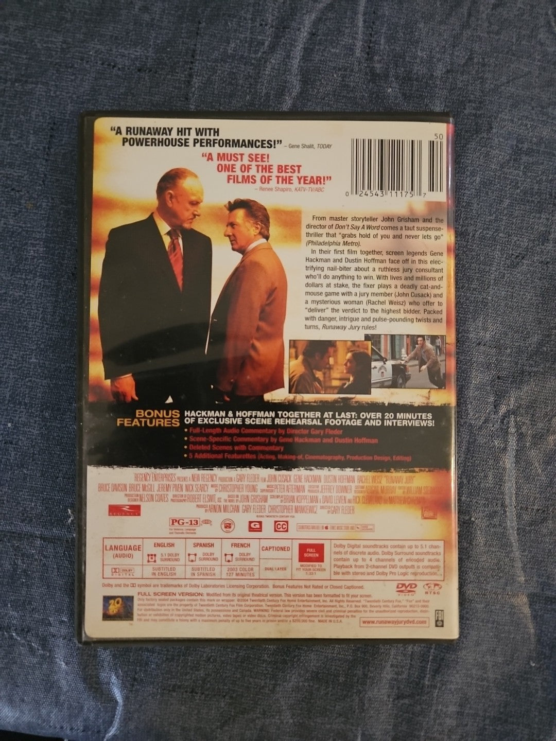 Runaway Jury (DVD, 2004, Full Screen) New