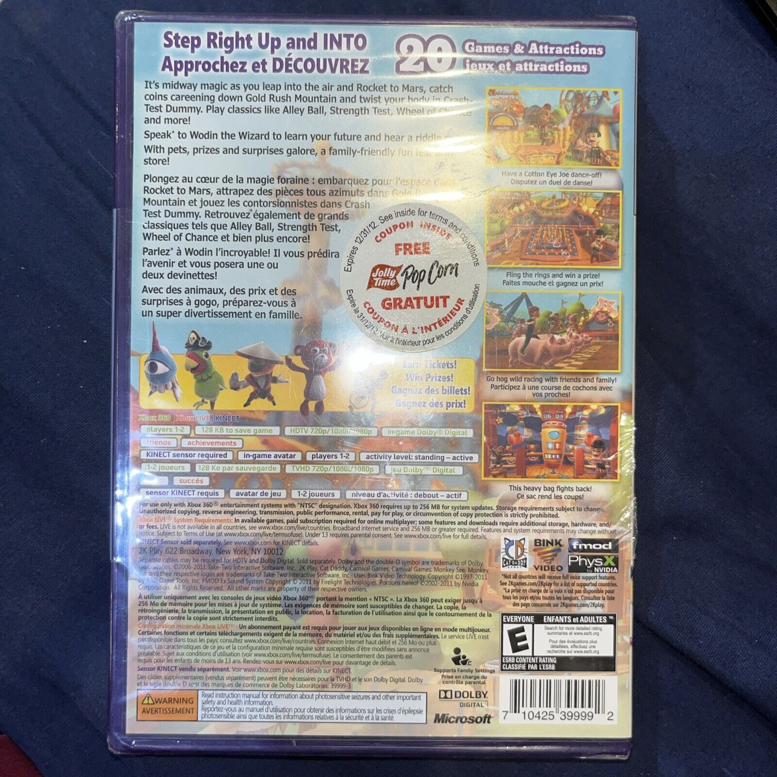 Carnival Games Microsoft Xbox 360 Kinect Complete Cib