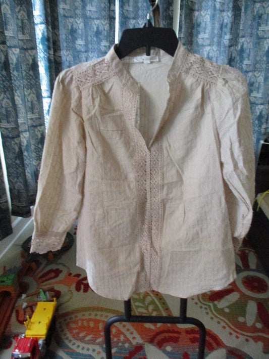 MINE Blouse Top Shirt Tunic Crochet SMALL NEW