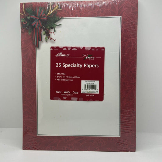 AMPAD 25 Specialty Papers - 24lb / 8.5" x 11" Acid & Lignin Free Christmas Theme
