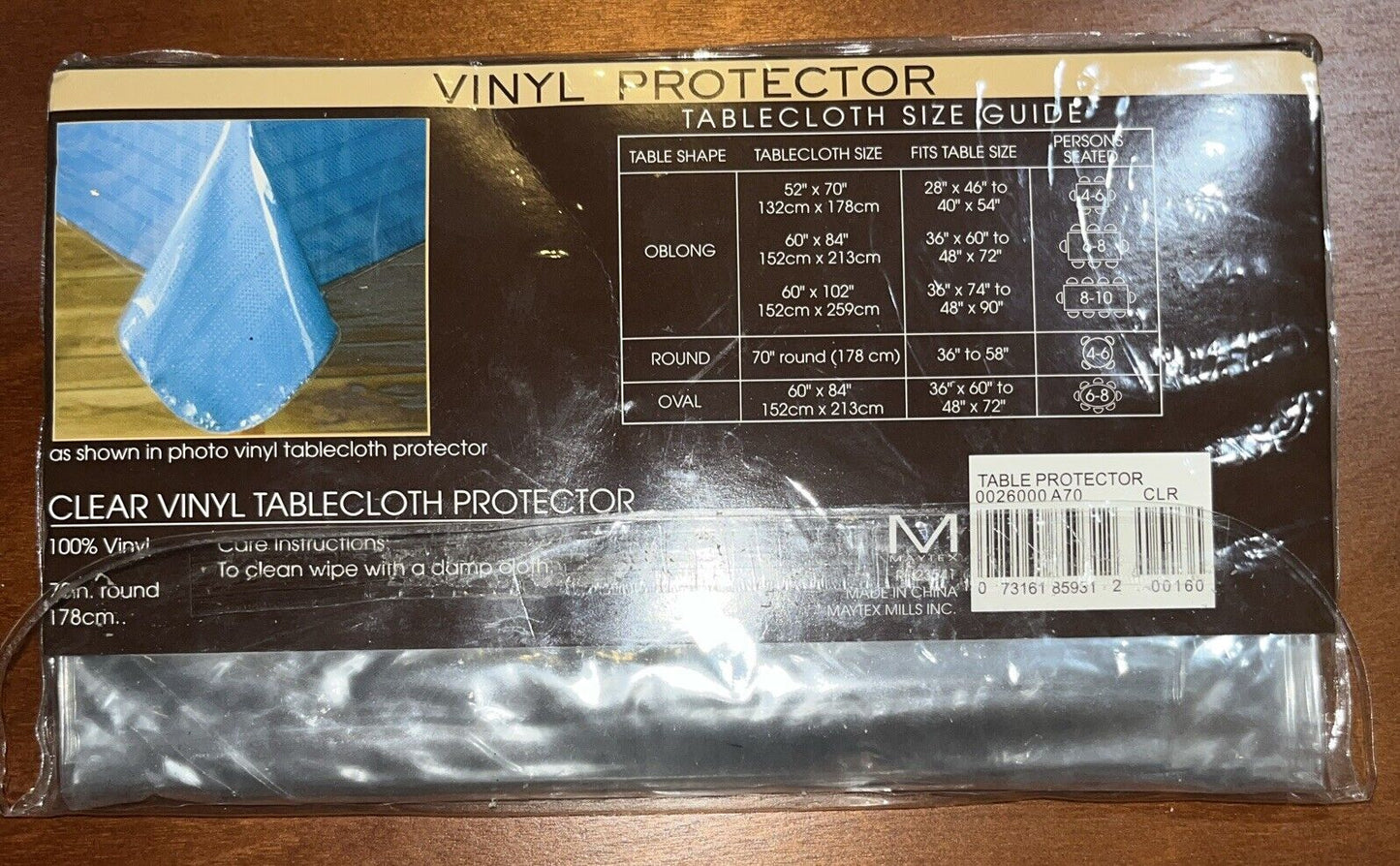 ROUND 70" - Crystal Clear Plastic Table Protector Tablecloth Vinyl Table Cover