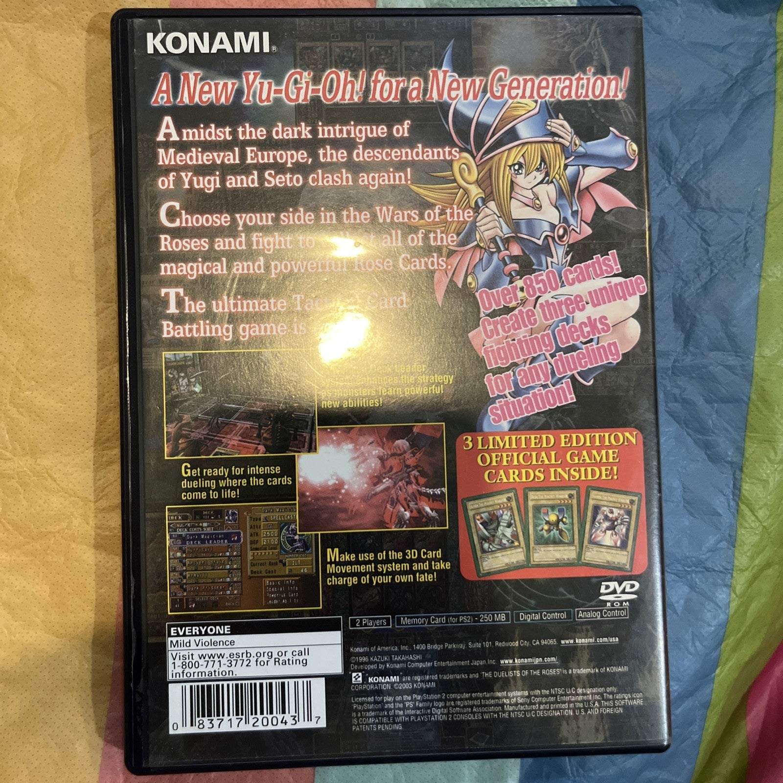 Yu-Gi-Oh-Duelist of the Roses (PS2) Tested. No Manual. No Cards. Original Case