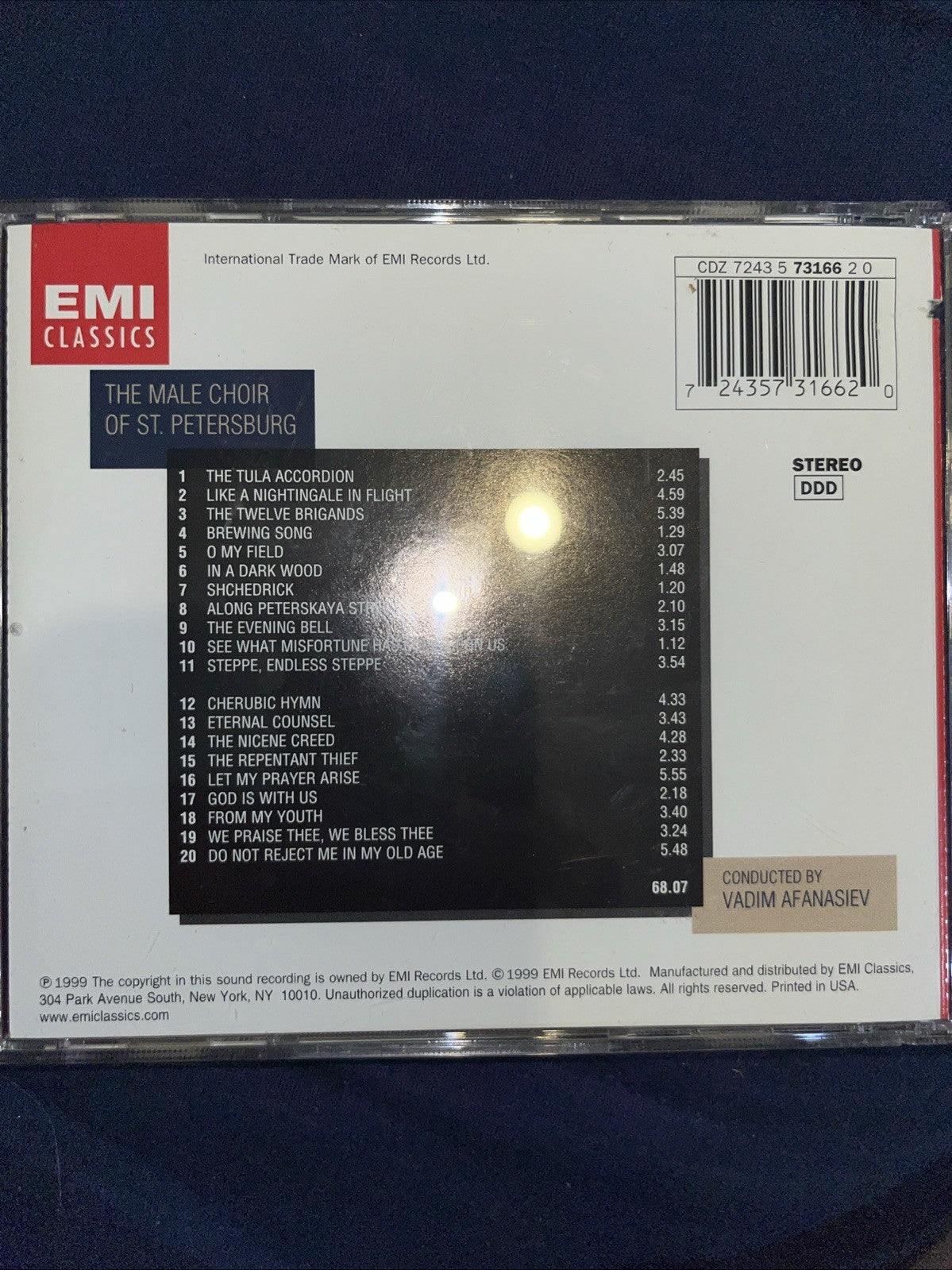 Male Choir of St. Petersburg by Vadim Afanasiev (CD, 1999)