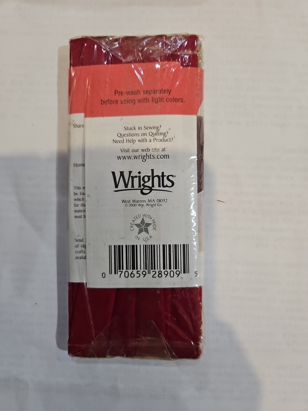Wright's Bias Tape Extra Wide Double Fold - 3 YD - .5" Wide - PC09