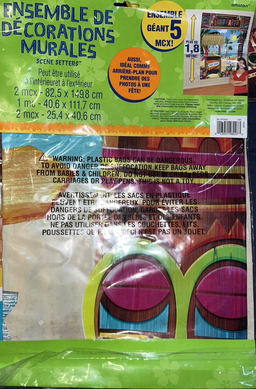 Tiki Tropical Luau Scene Setter Theme Party Decoration Wall Decorating Kit