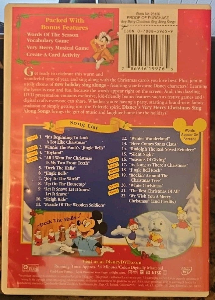 Disney's Sing Along Songs: Very Merry Christmas (DVD, 2002)