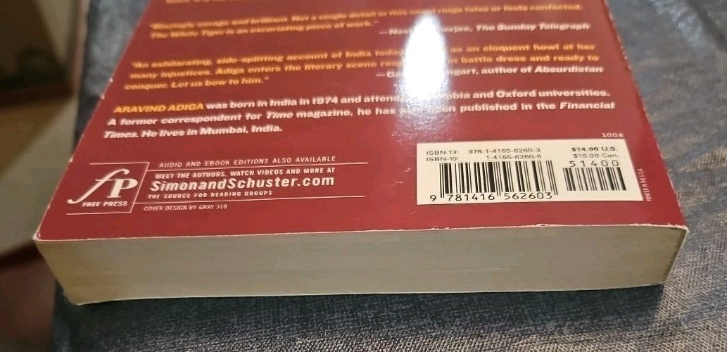 White Tiger : A Novel by Aravind Adiga (2008, Trade Paperback)