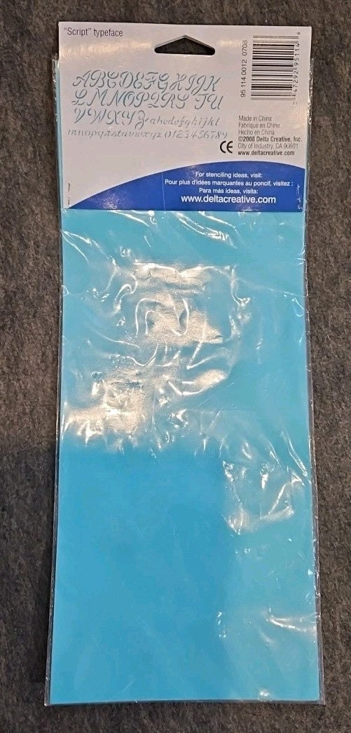 Delta Creative Script Typeface Upper & Lower Case Alphabet Stencil 1.25" & .75"