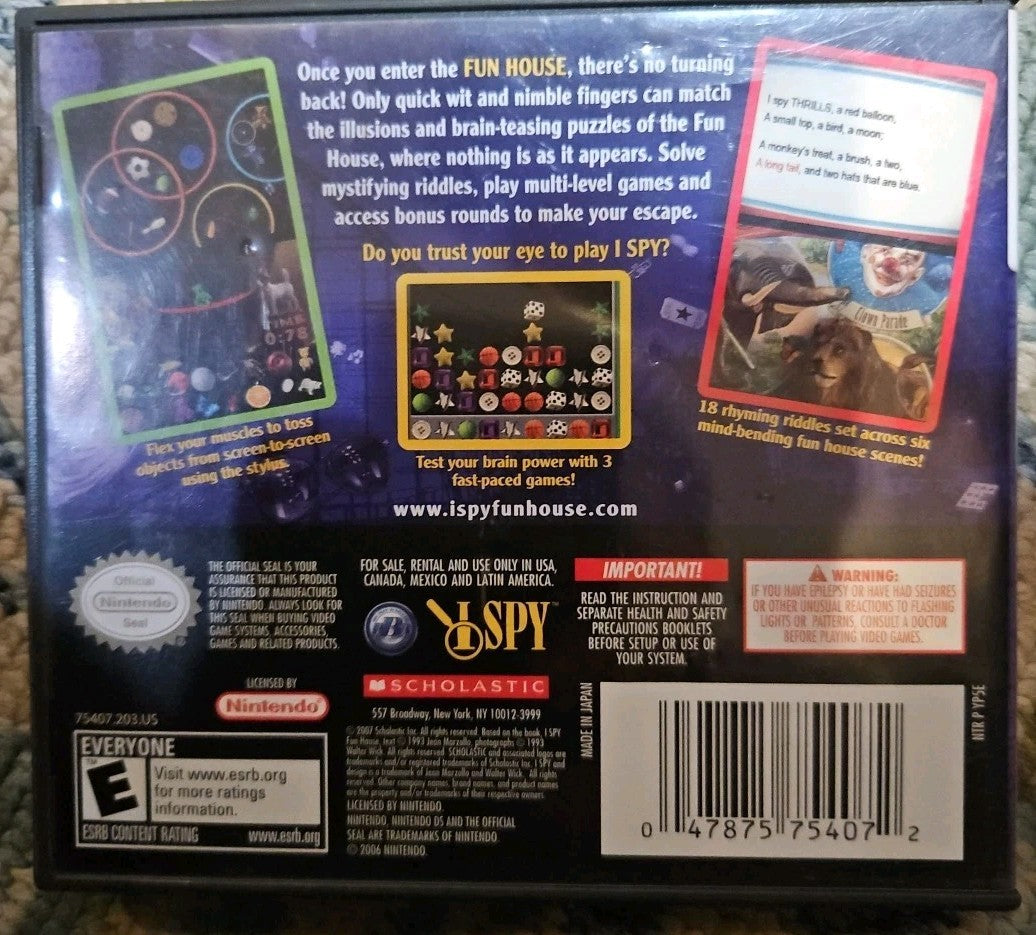 I Spy Fun House - Nintendo DS. No Game. Case + Artwork + Manual ONLY