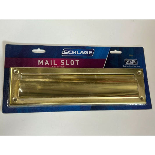 Schlage Polished Brass Metal Mail Slot 11.5" x 2.5" - Brand New