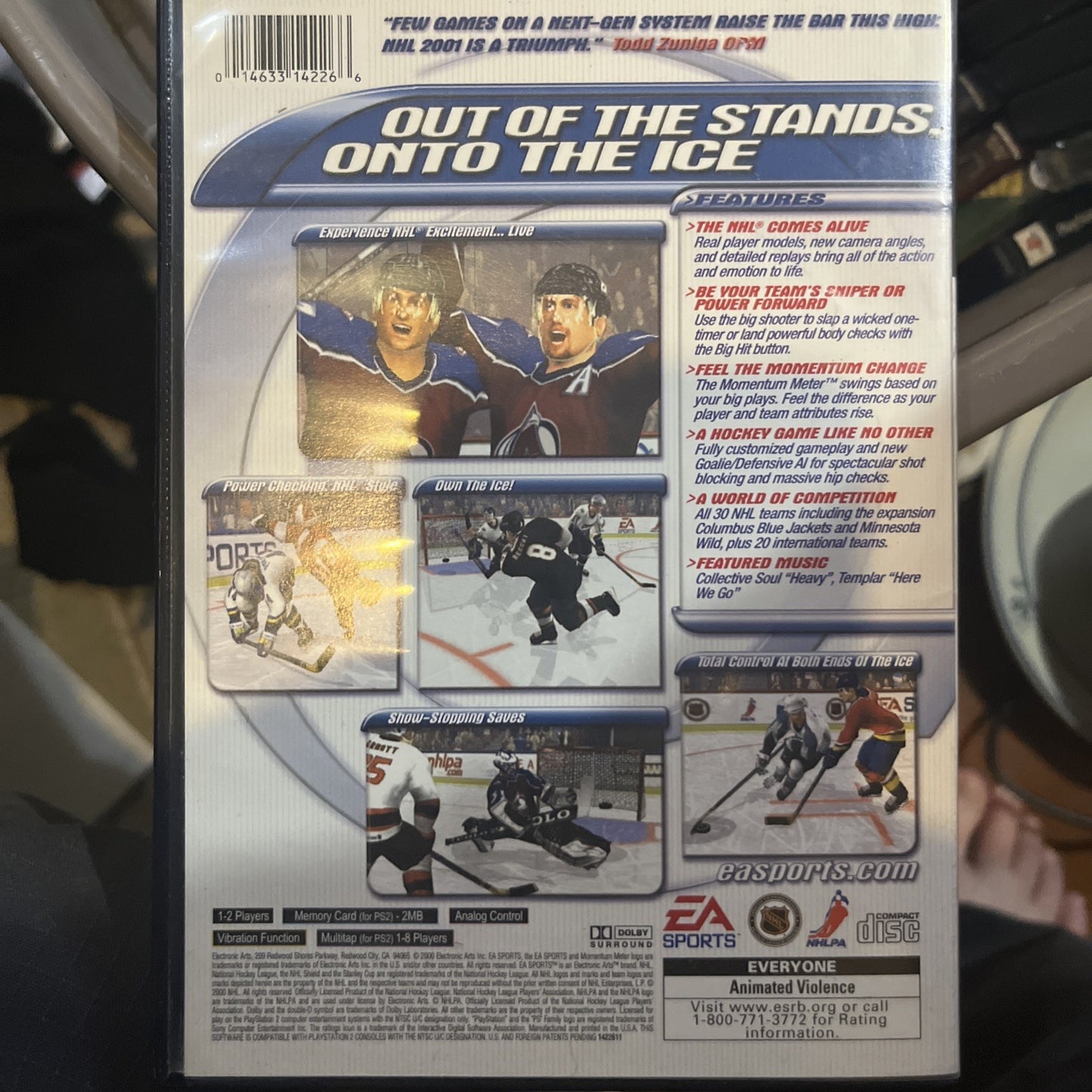 NHL 2001 (Sony PlayStation 2, 2000). Tested. No Manual