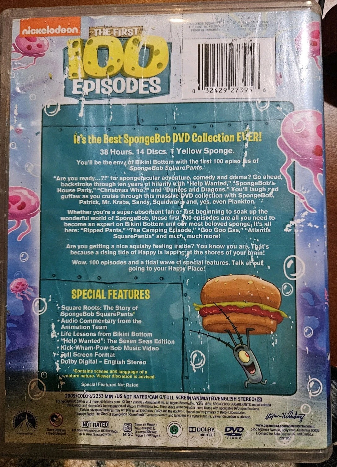 Sponge Bob Square Pants 100 Episodes Replacement  DVDs - Tested. No Scratches