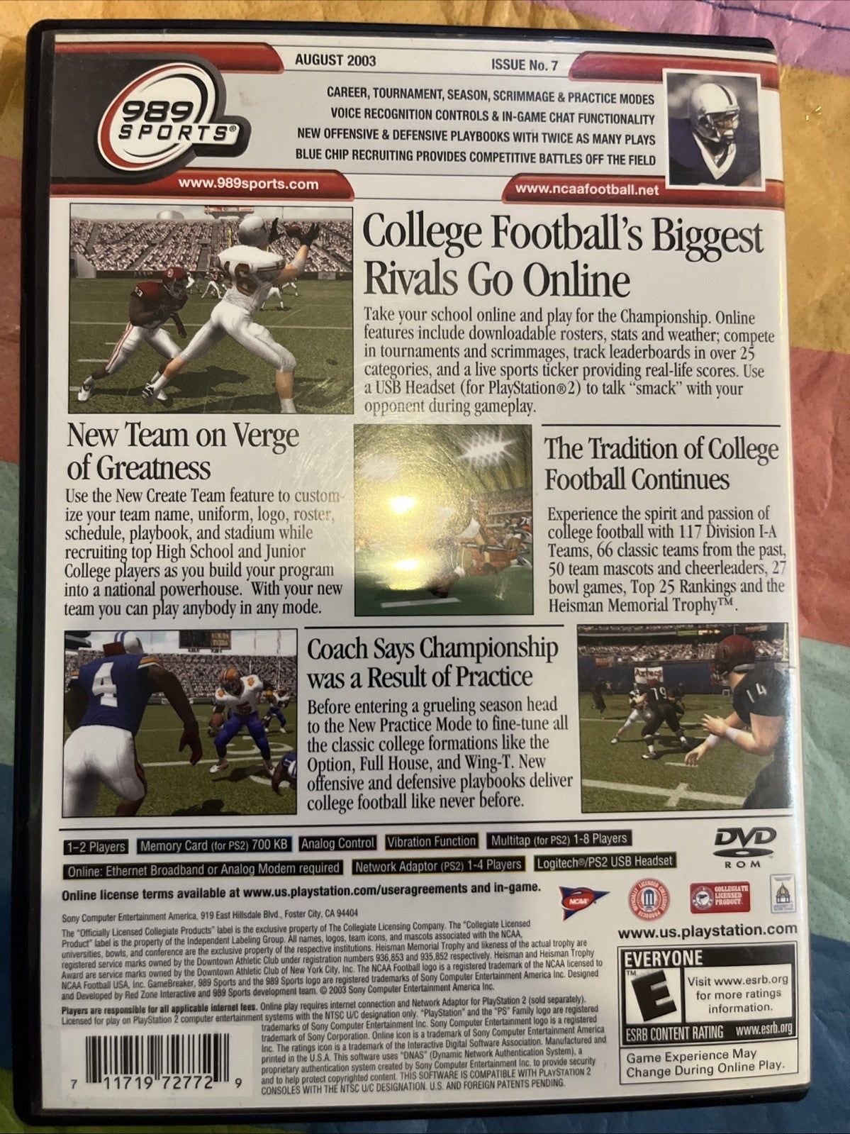 NCAA GameBreaker 2004 (PS2) CIB. W/Manual. Original Case. Manual Has Stain