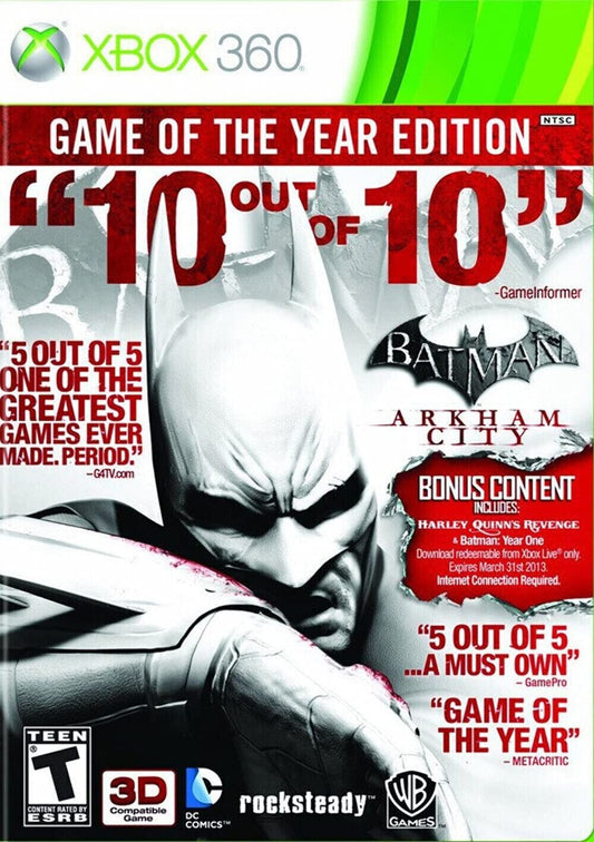 Batman Arkham City Game of the Year Edition Xbox 360.  No scratches. Resealed.