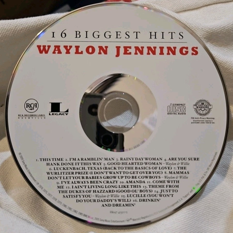 16 Biggest Hits by Waylon Jennings (CD, 2009) Tested. No Scratches