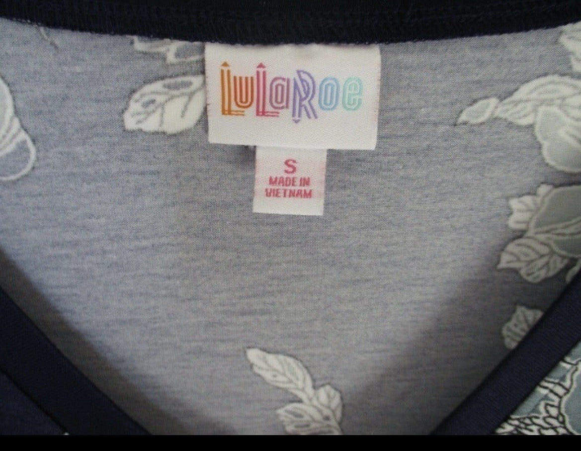 NWT LuLaRoe Christy V-neck Navy Floral Top Shirt Blouse SMALL