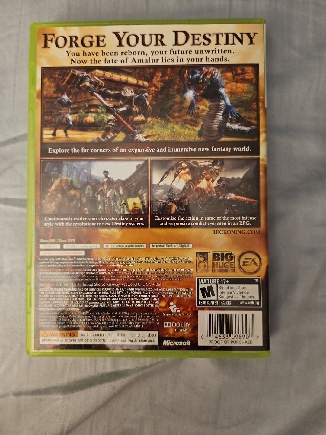 Kingdoms of Amalur: Reckoning (Microsoft Xbox 360, 2012)