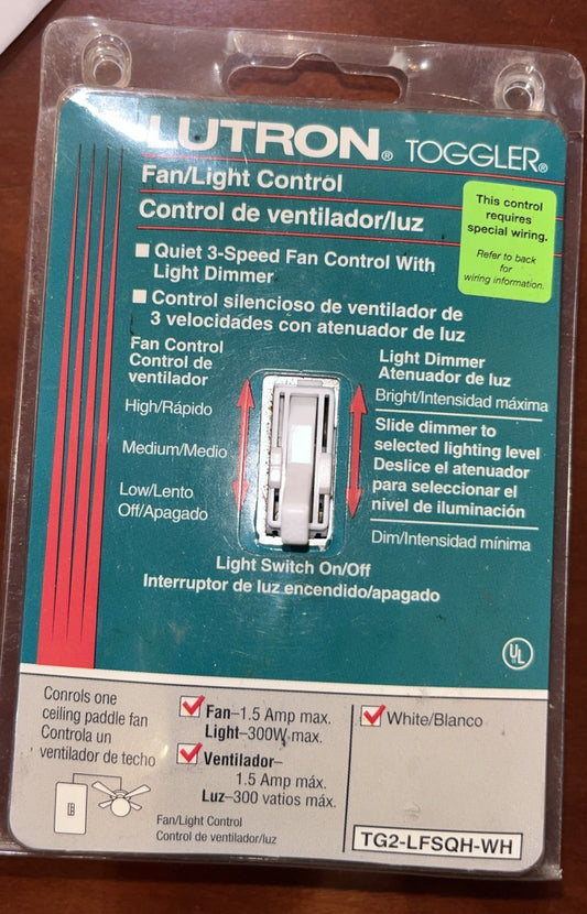 Lutron TG-603PH-WH Toggler White 3 Way Toggle Dimmer