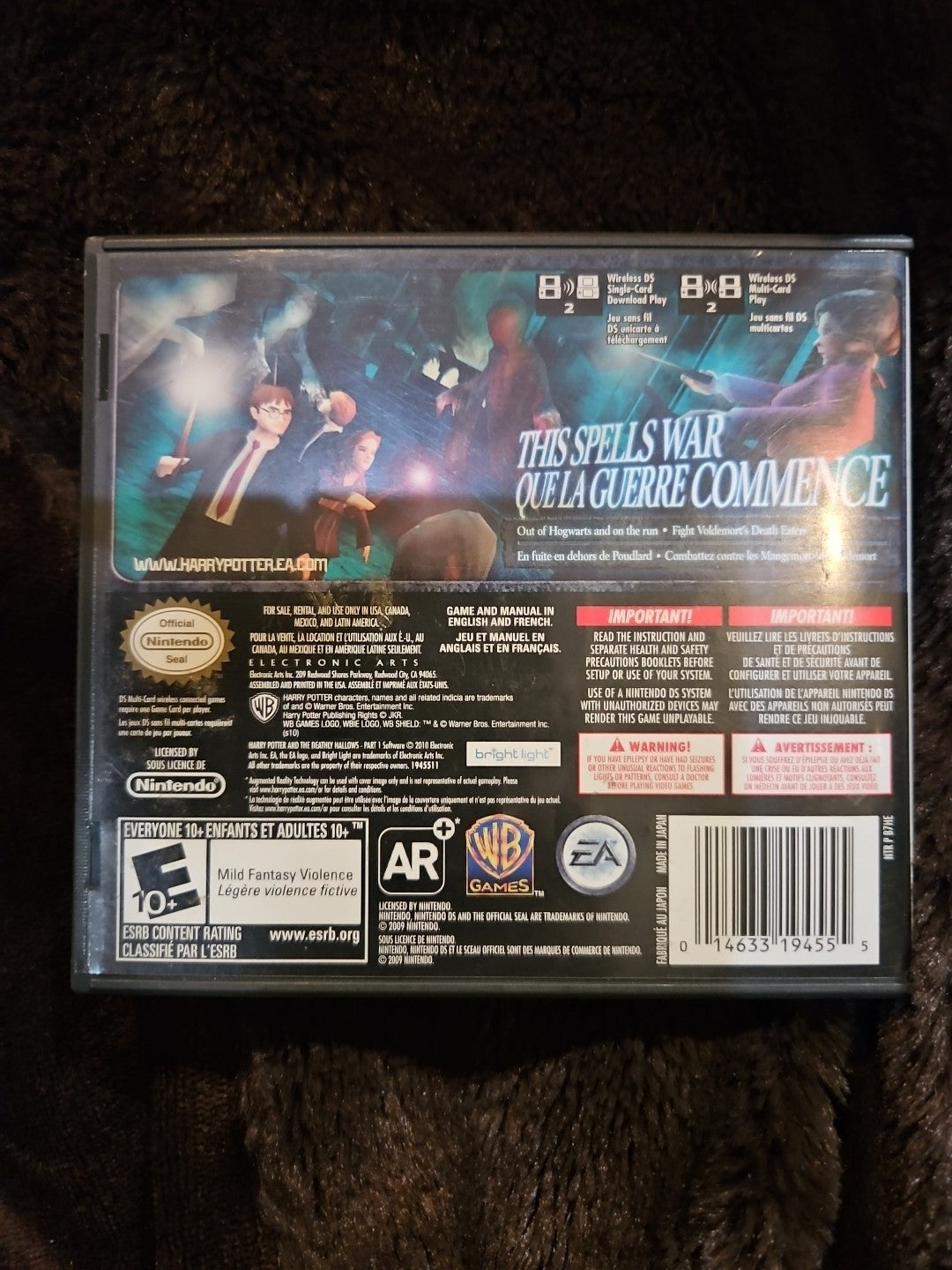 Harry Potter & Deathly Hallows:Part 1 (Nintendo DS)  Case + Insert + Manual ONLY