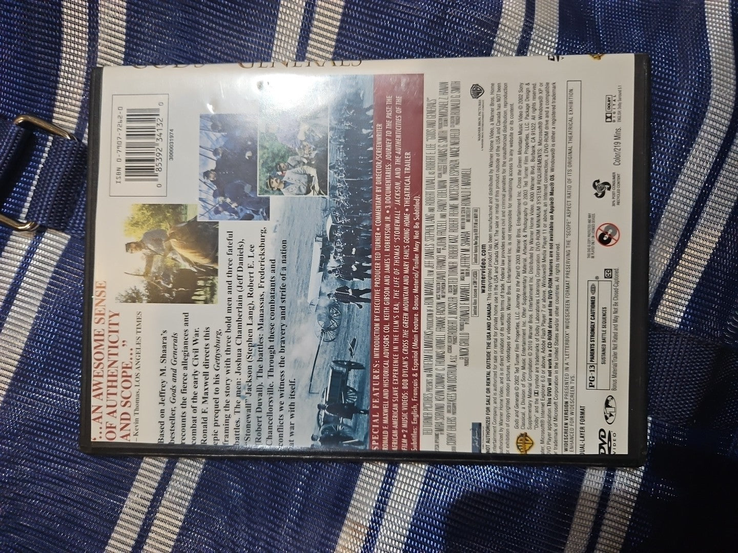 Gods and Generals (DVD, 2003) Tested slim case cropped artwork.