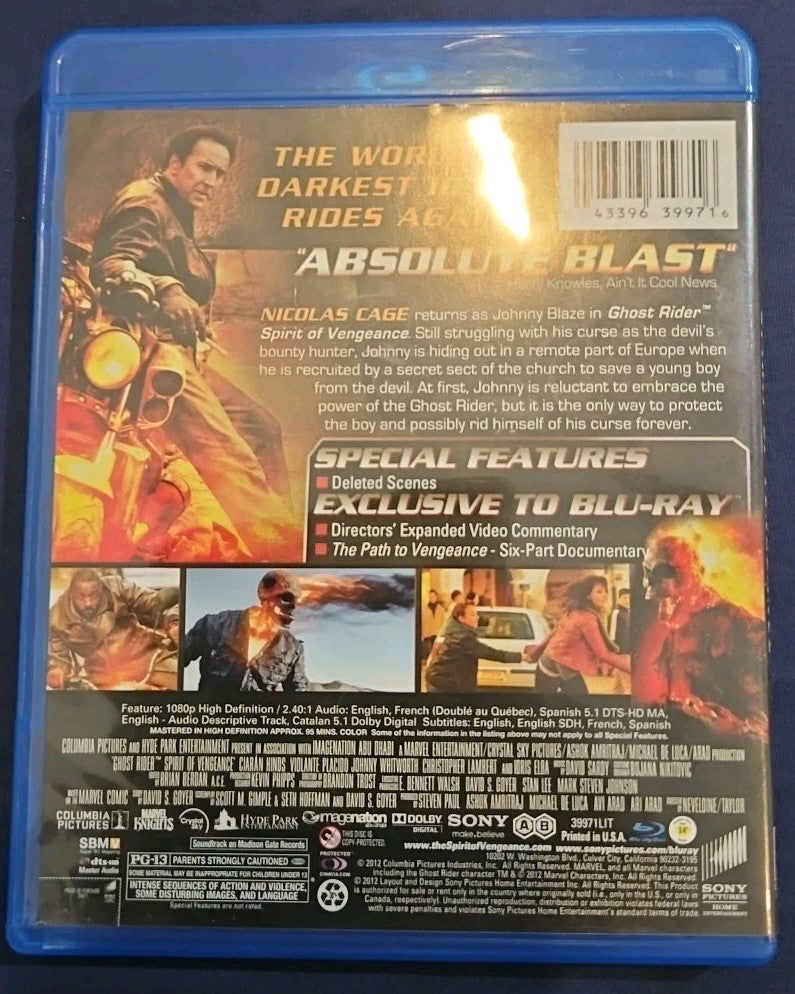 Ghost Rider Spirit of Vengeance (Blu-ray) No Digital Download. New Sealed