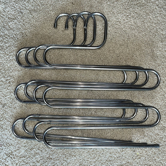 4 Pack Metal Multi Pants Hangers Space Saving- 3 Tier Space Saving Hangers