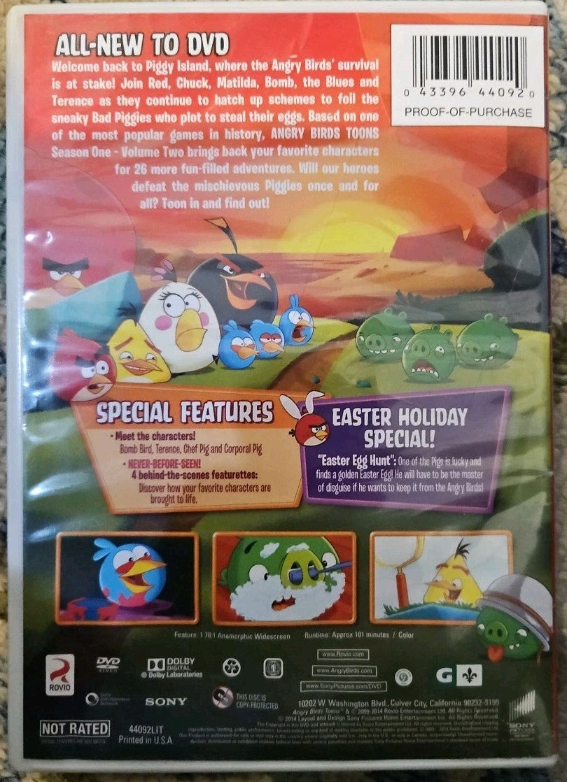 Angry Birds Toons: Season One Volume 2 (DVD, 2013) Tested. New Case. Resealed