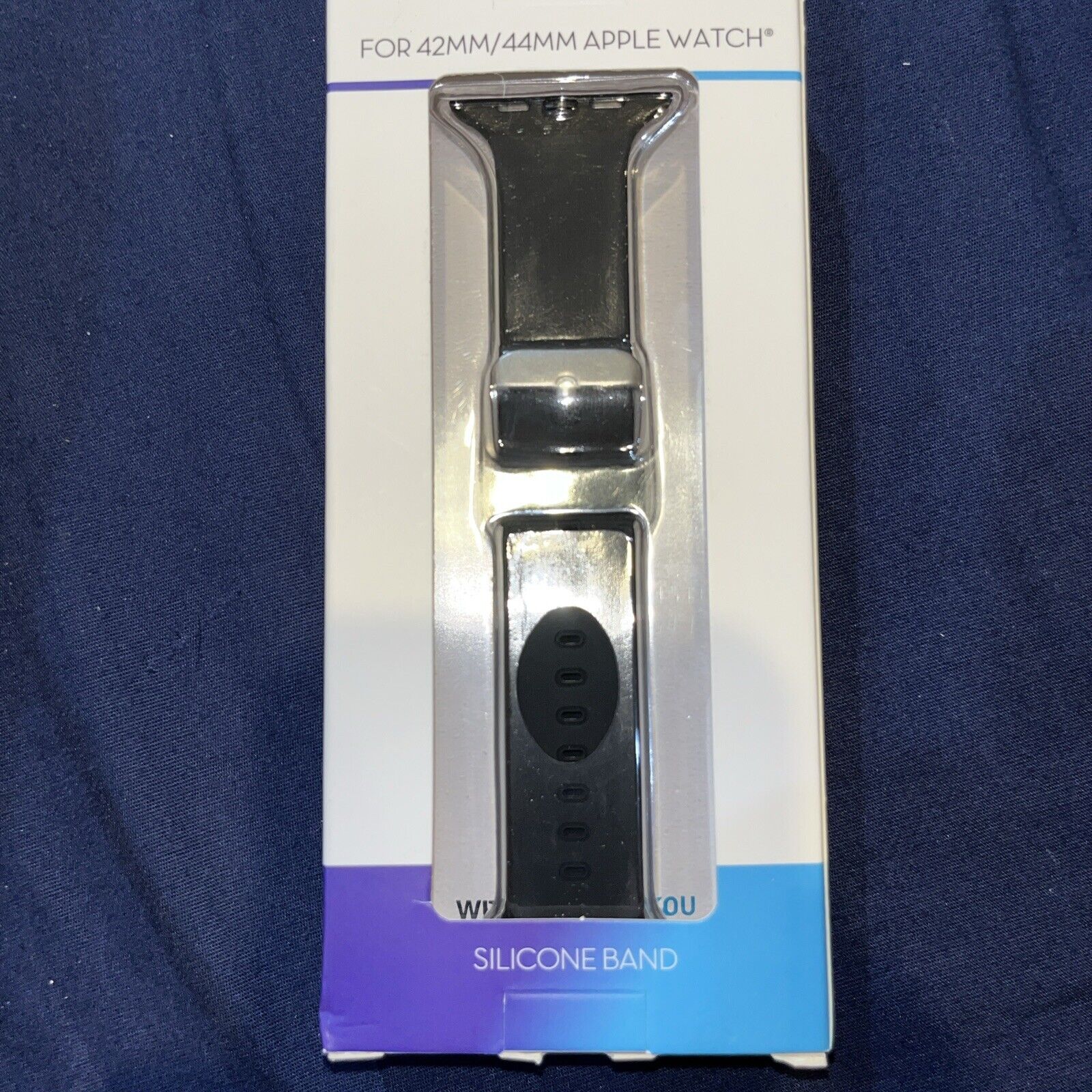 WITHit Black Silicone Band  42/44 mm Apple Watch Sports Stainless Steel Buckle