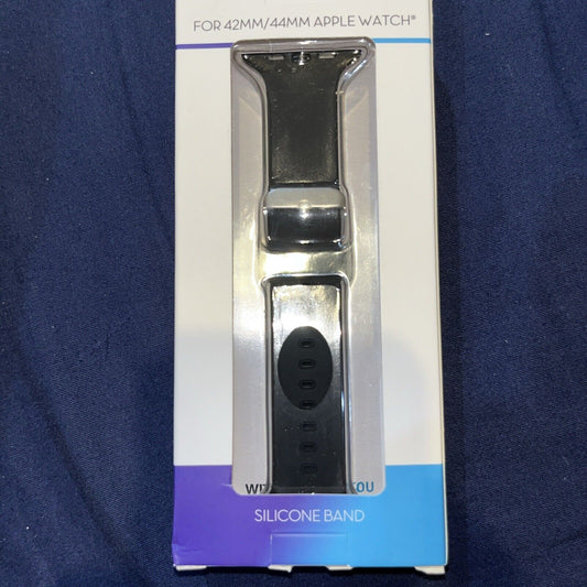 WITHit Black Silicone Band  42/44 mm Apple Watch Sports Stainless Steel Buckle