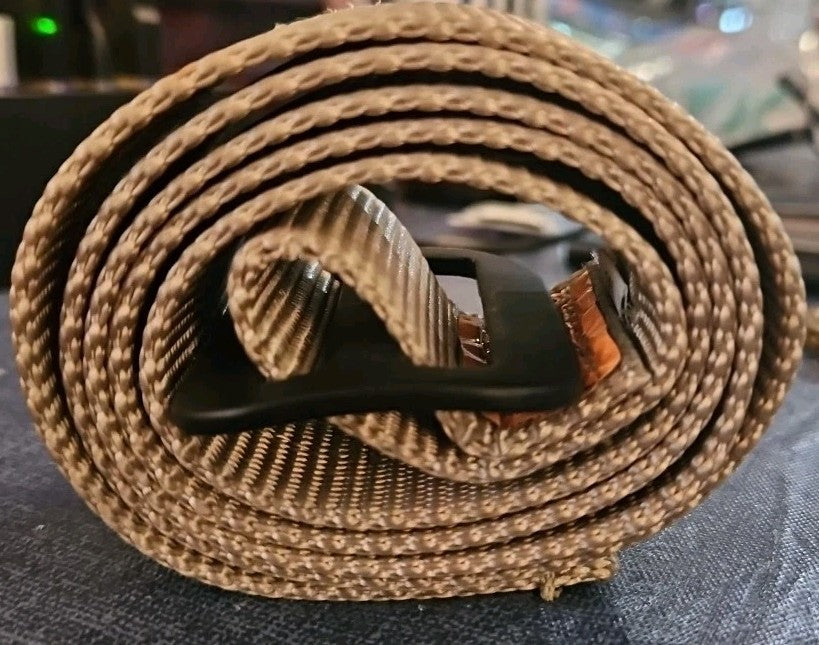 Khaki Web Belt 37.5 X 1.75" " Fits Max 34" Waist Buckle + Touch Fastener