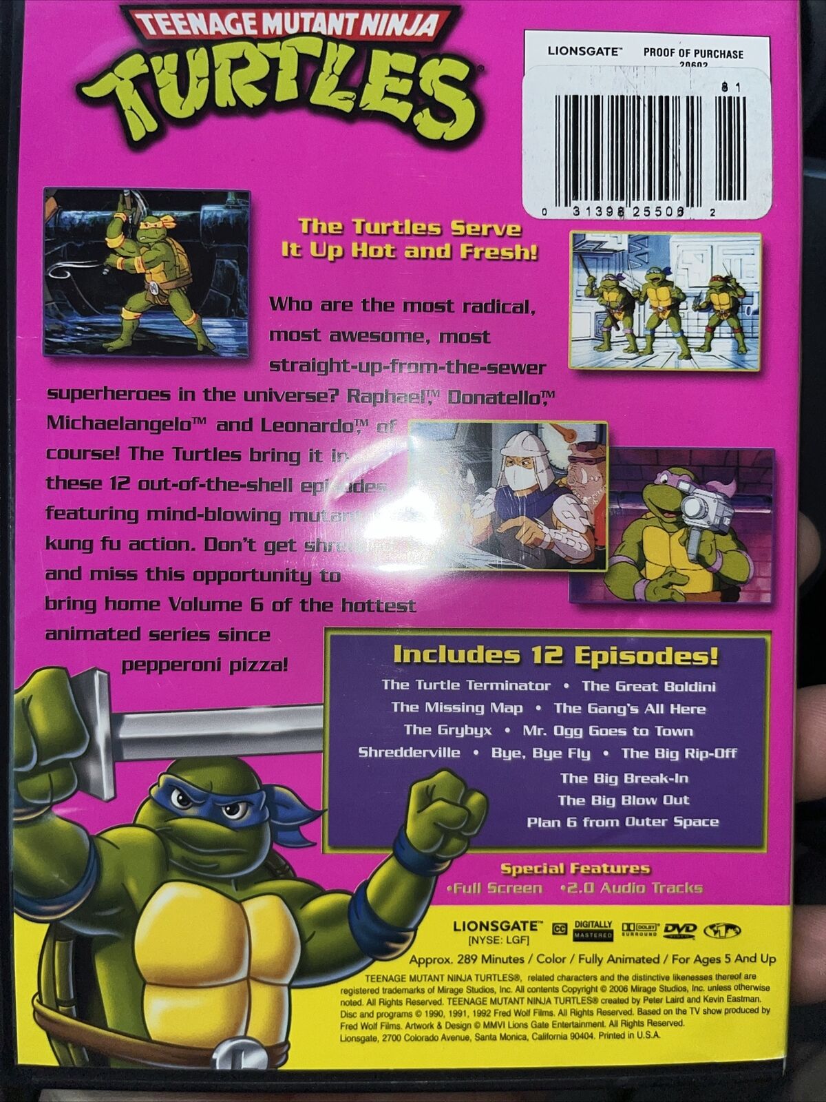 TMNT 90s Teenage Mutant Ninja Turtles Volume 6 DVD Cartoons 12 Episodes New