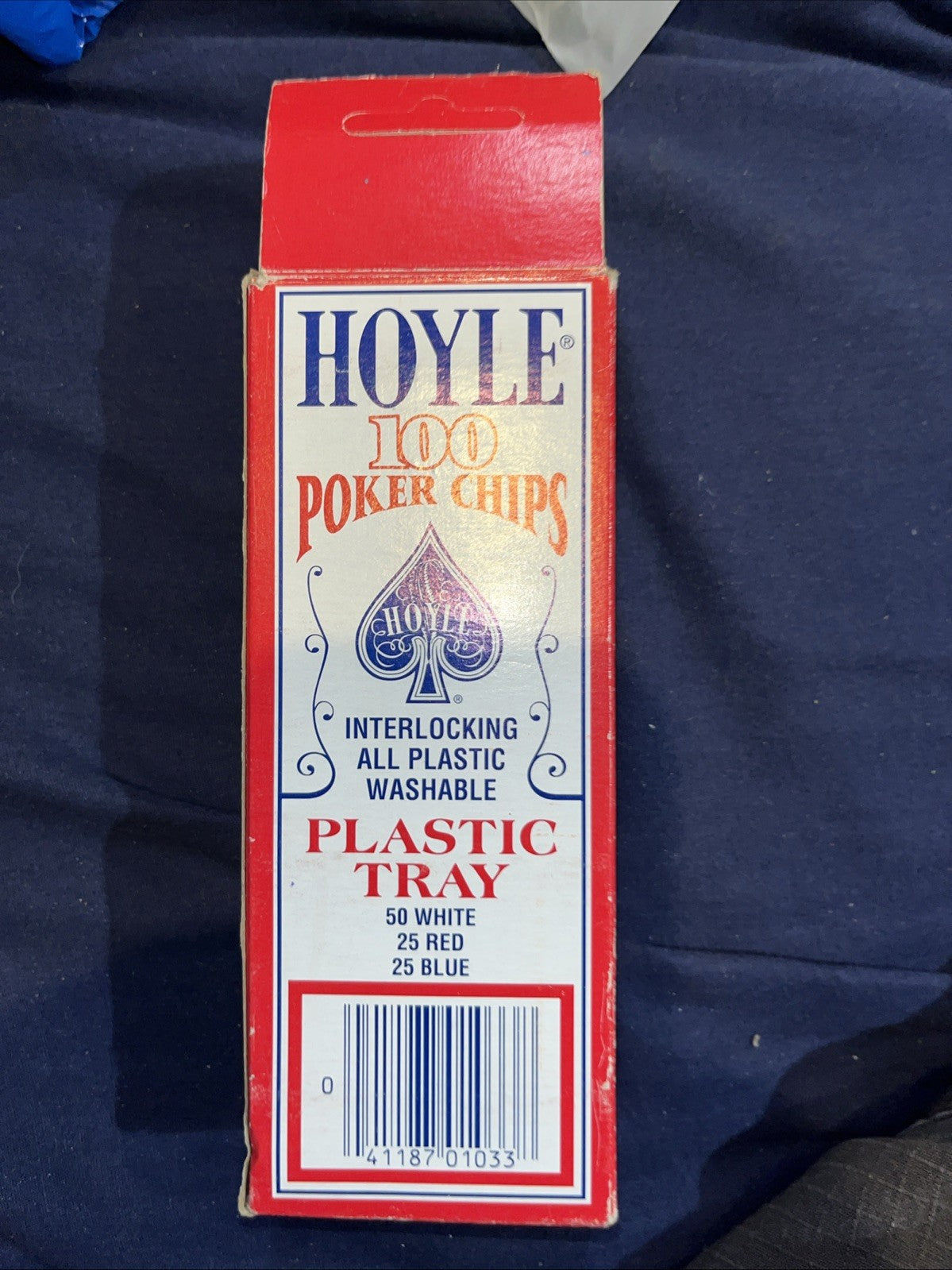 Hoyle 100 Poker Chips with Plastic Tray - Vintage 1992 Set New Old Stock NOS