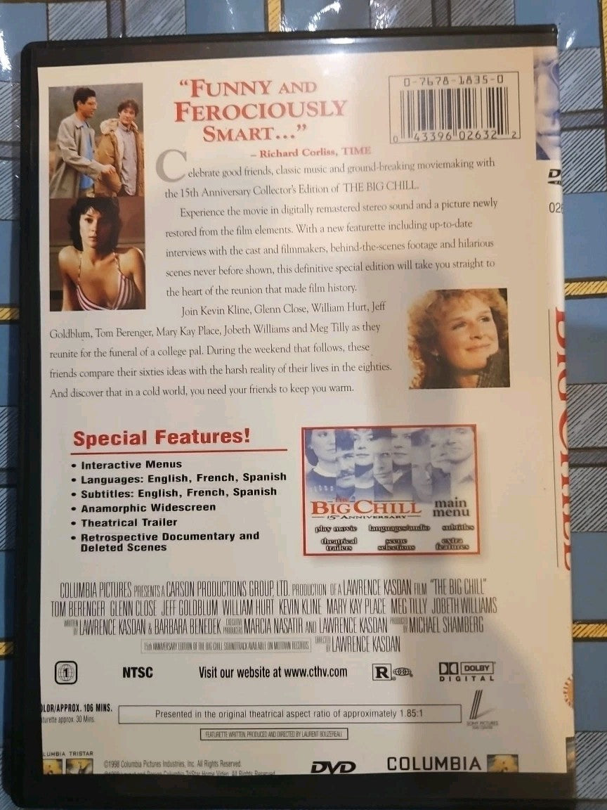 The Big Chill (DVD, 1983)  Tested slim case cropped artwork.