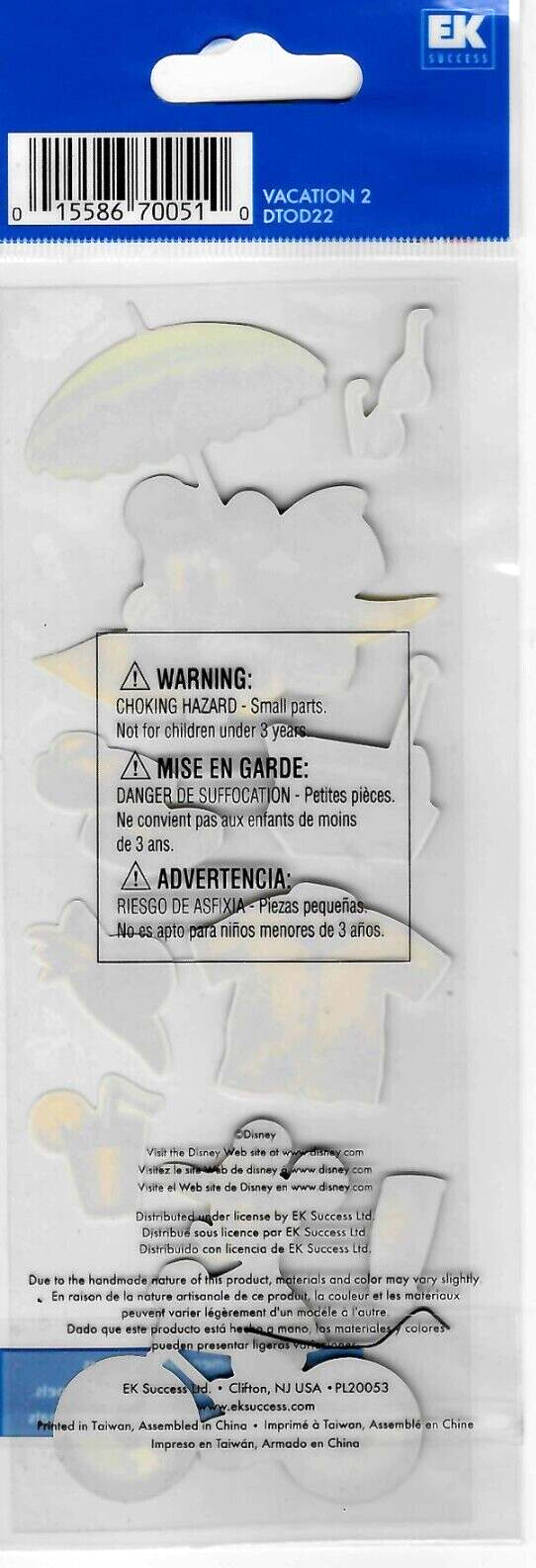 Disney EK Dimensional Stickers ~ Mickey Vacation 2