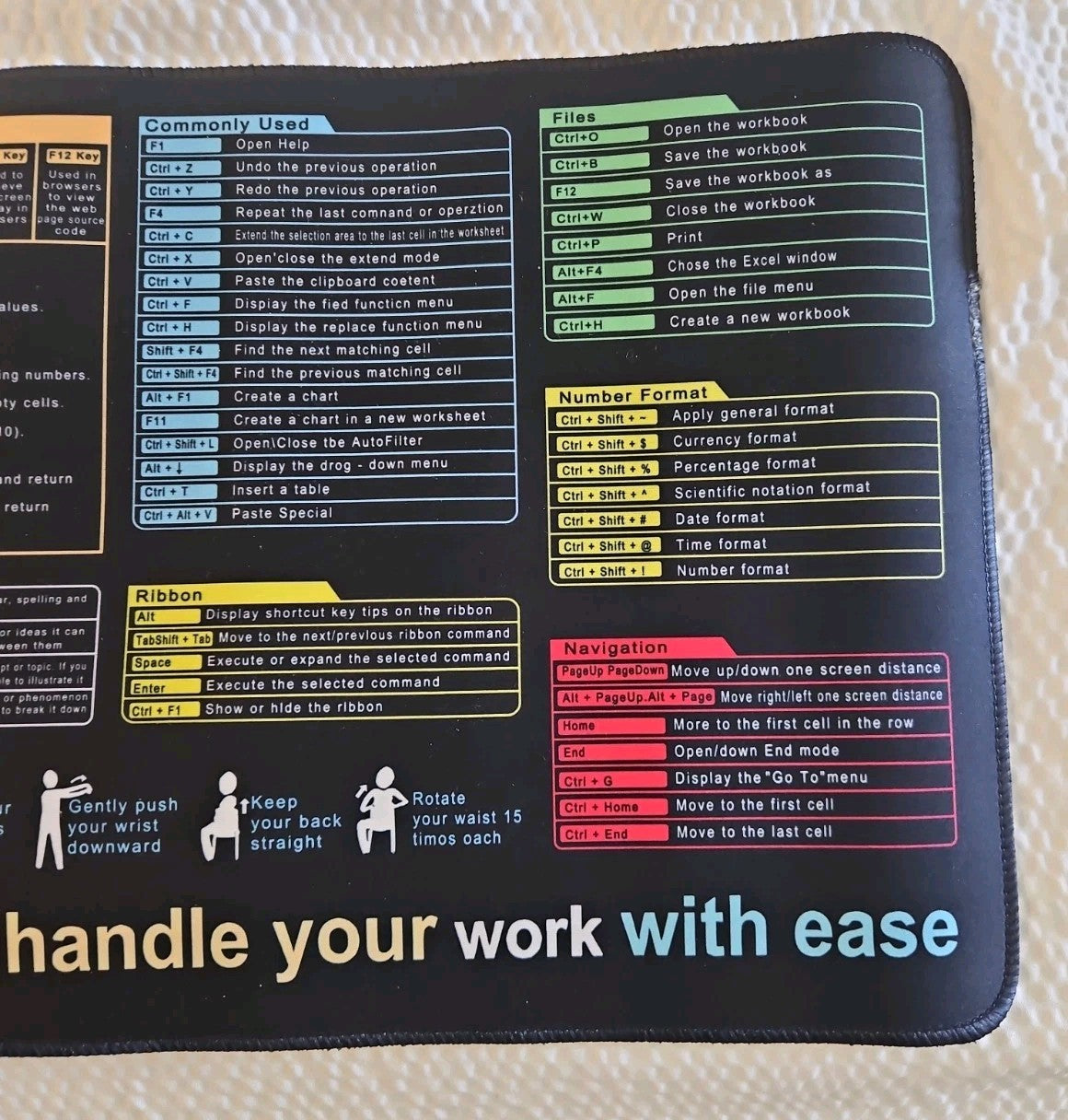Computer Keyboard Combinations Desk Pad Excel/Chatgpt
