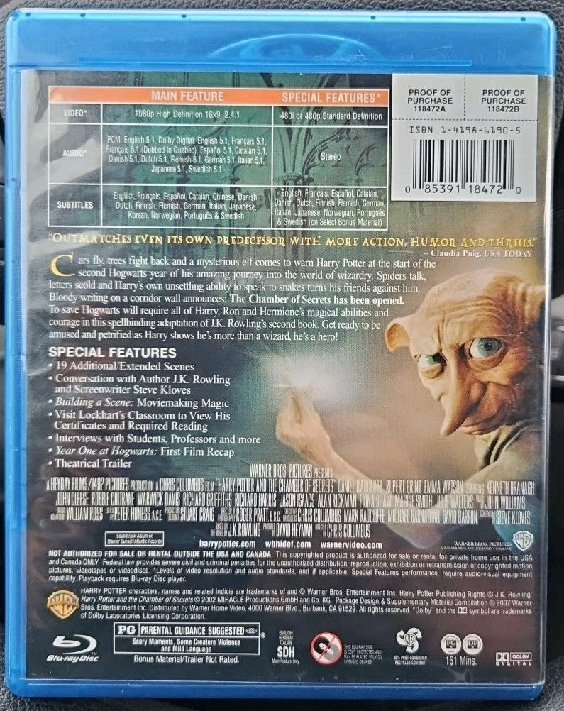 Harry Potter and the Chamber of Secrets (Blu-ray) Sealed. No Digitalal Download