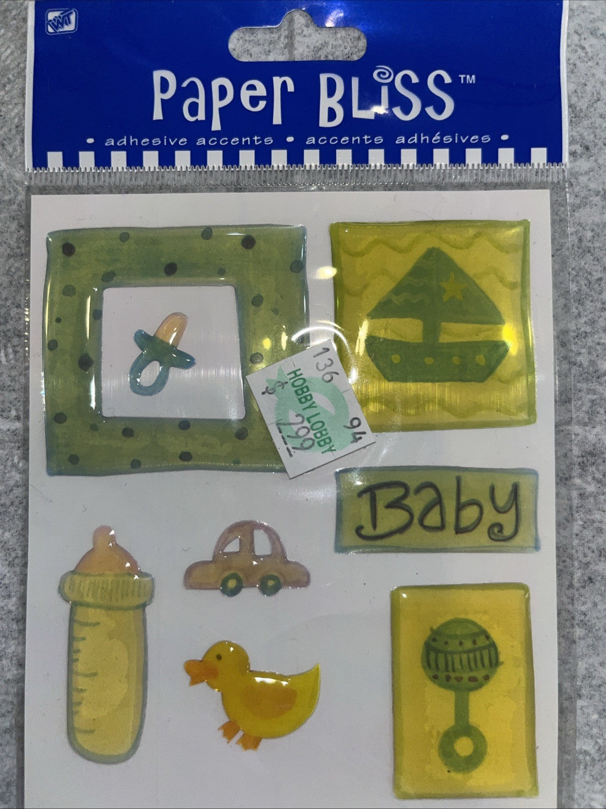 BABY BOY Bottle Rattle Pacifier Toy Car Paper Bliss Epoxy Frame Tags Stickers